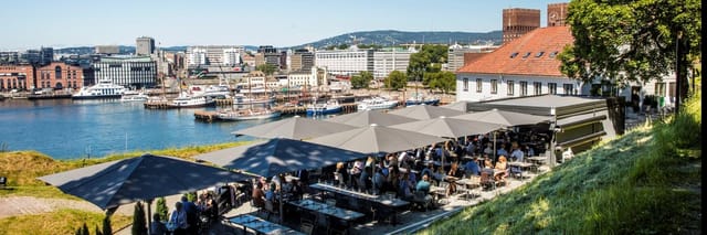 Festningen outdoor event, waterfront seating, reception, luncheon