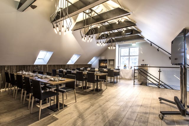 Fjordgløtt industrial attic event space, corporate retreat, workshop
