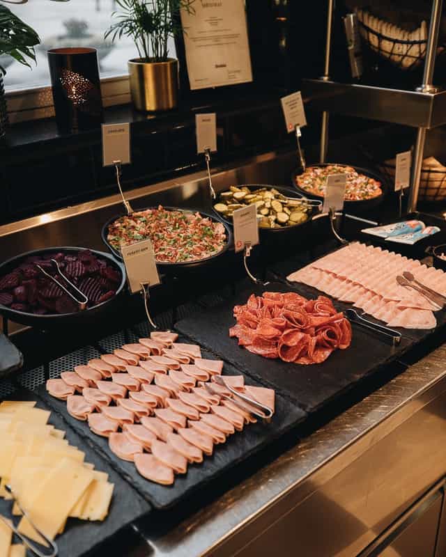 Hotel cold buffet, diverse food, event catering