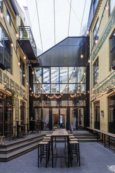Oslo Kulturhuset atrium: brick, industrial chic, event space