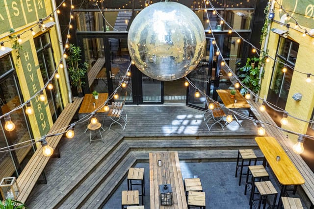 Oslo Kulturhuset disco ball courtyard event venue