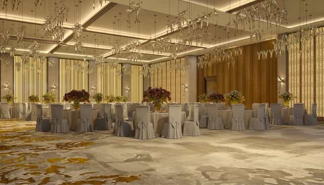 Almasi Ballroom wedding gala, elegant chandeliers