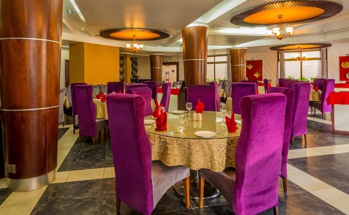 Spice Route banquet, purple chairs, corporate event, wedding venue