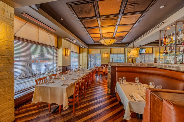 Roaring Fork restaurant event space, warm lighting, private dining, corporate reception