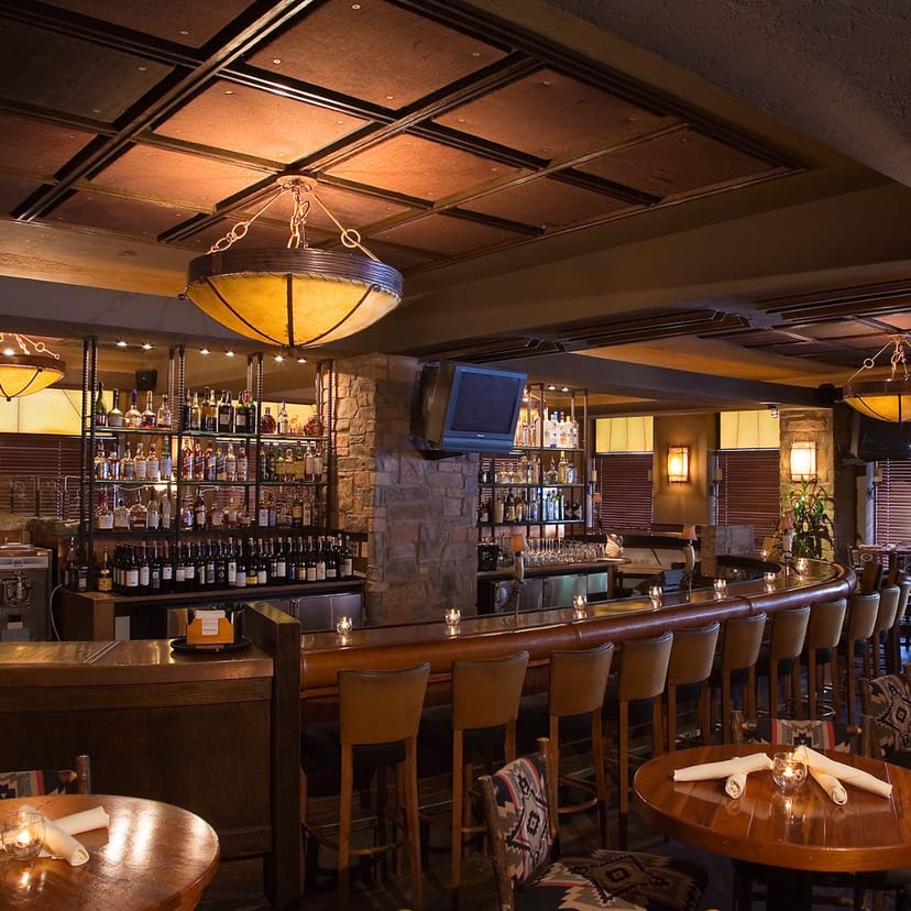 Roaring Fork bar: Wood, warm light, cocktail events