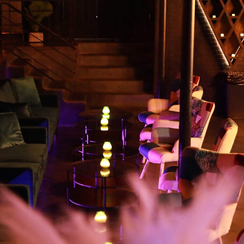 Venue ATX VIP lounge, tiered seating, networking, event space