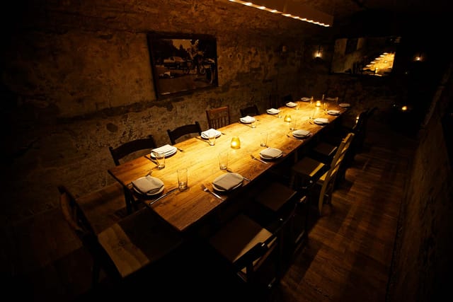 Carillon private dining room, stone walls, executive dinner, event
