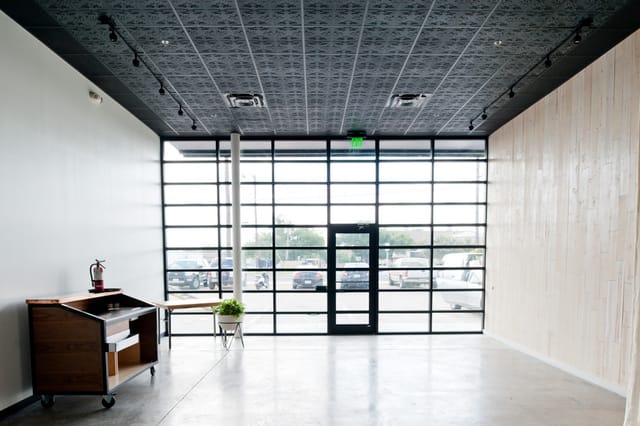 Modern studio event space, natural light, corporate, wedding