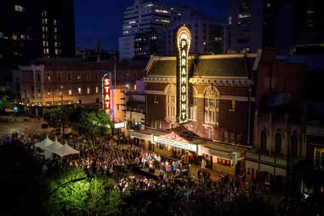 Paramount Theatre, iconic, urban venue, event backdrop