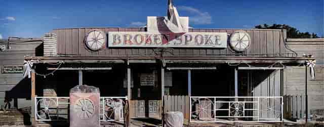 Rustic Western biker bar Broken Spoke event venue