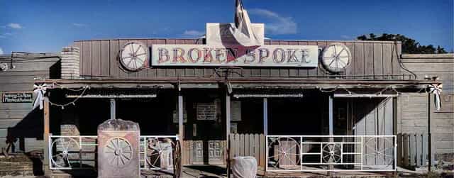 Rustic Western biker bar Broken Spoke event venue