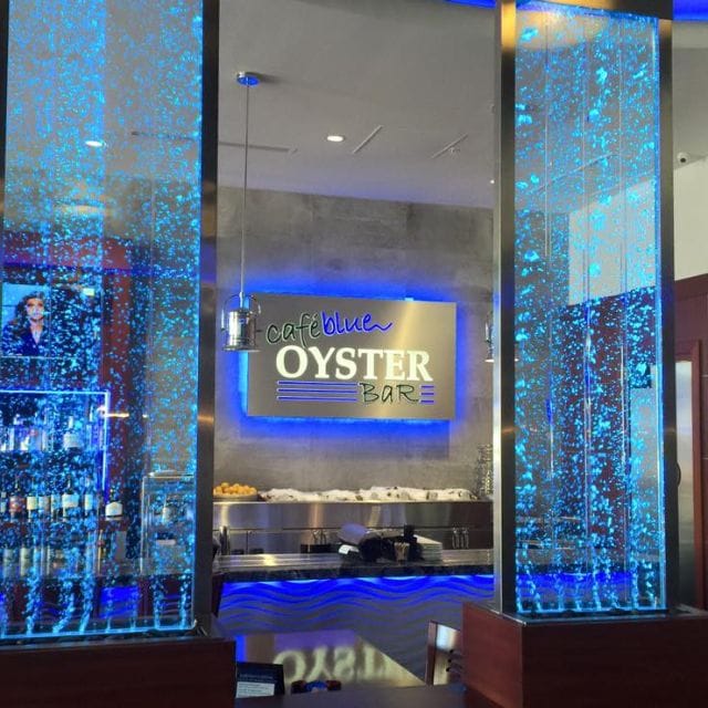 Cafe Blue Oyster Bar: Modern restaurant, blue bubble walls, event venue