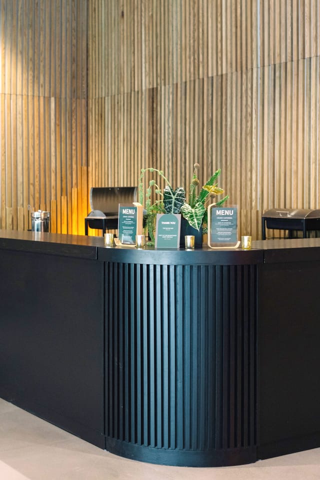 Moontower party welcome desk, floral arrangement, event, lounge
