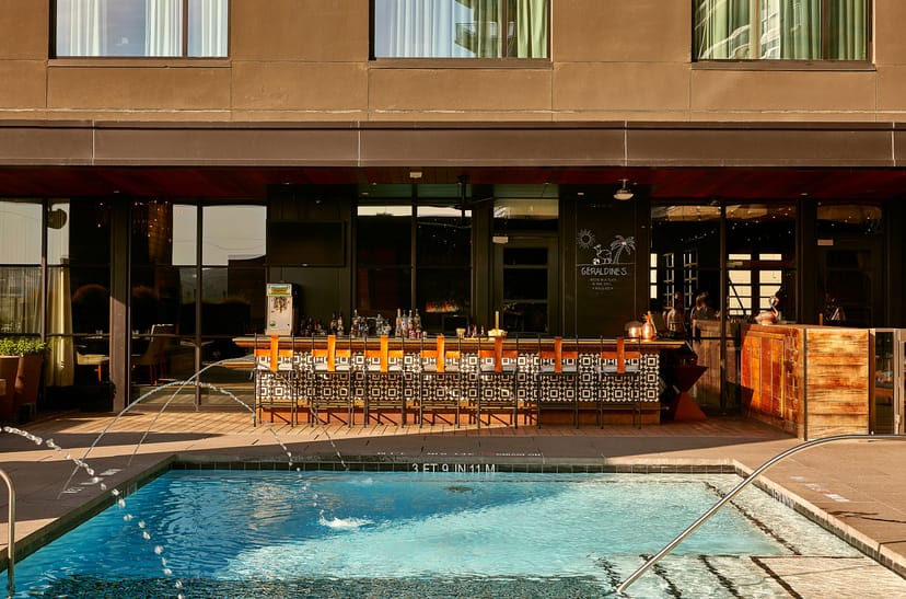 Hotel Van Zandt pool deck event, cocktail reception, networking
