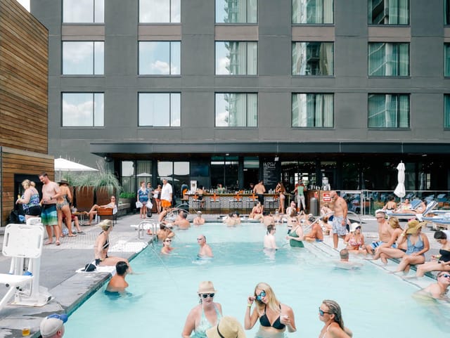 Hotel Van Zandt pool deck, event venue, corporate party