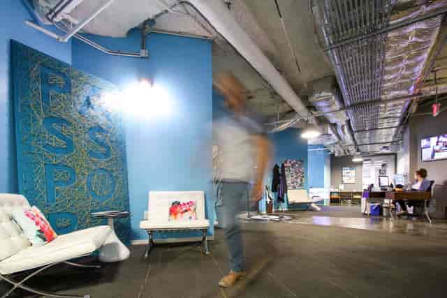 Capital Factory private office, industrial chic, workshop, product launch