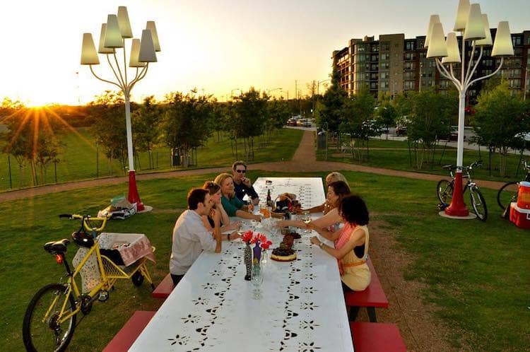 Austin park picnic reception, casual company event.