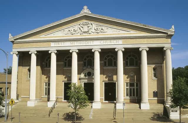 Methodist Church sanctuary columns event venue