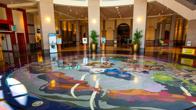 Bullock Museum Austin Room circular foyer mosaic event