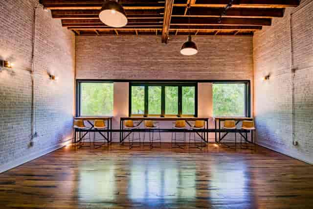 Industrial chic workshop space, natural light, event venue