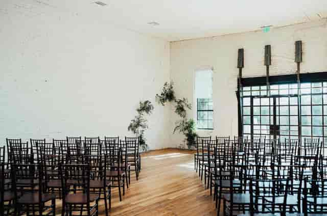 Industrial event space with natural light for ceremonies
