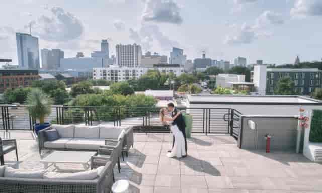 Rooftop wedding venue city view corporate reception