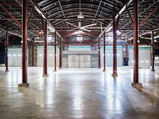 Industrial event venue, blank canvas, modern chic