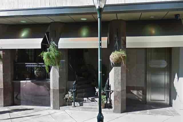 Scarpetta hotel event entrance, stone pillars, chic venue