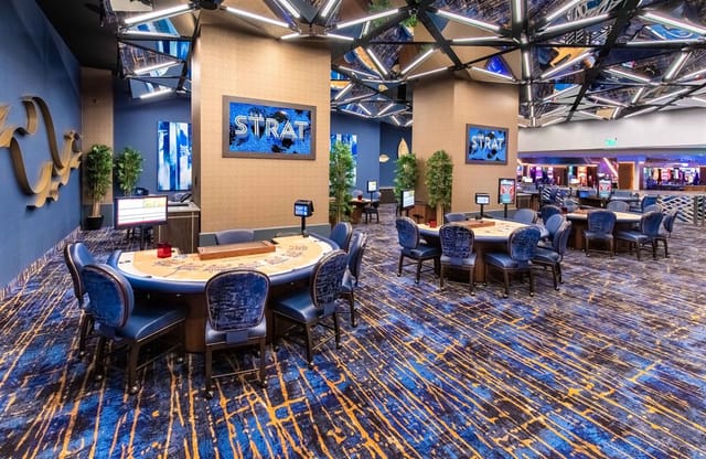 Strat Hotel corporate reception blue seating networking event