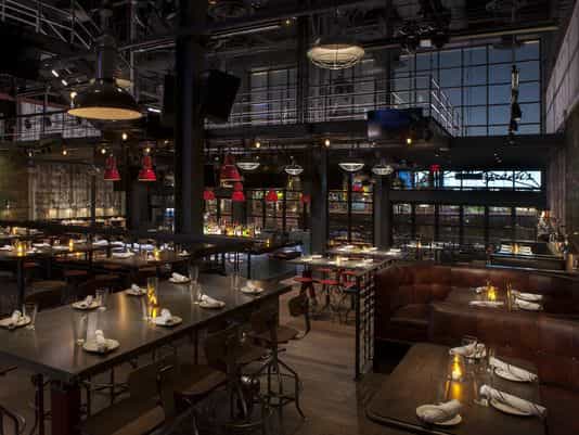Industrial chic brasserie venue, networking, corporate dinner
