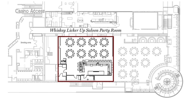 Casino party room, saloon bar, 80 guests, event