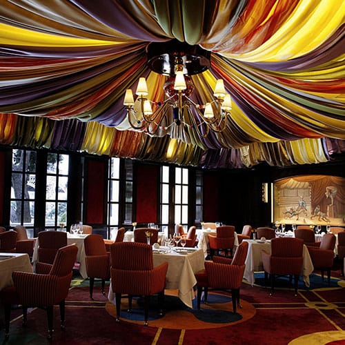 Le Cirque private dining, draped ceiling, upscale event venue