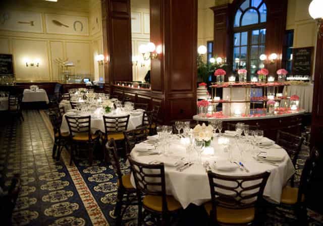 Bouchon Bistro elegant event: floral, candle, wedding