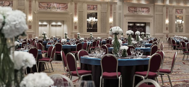 Venetian ballroom, formal banquet, gala, elegant seating