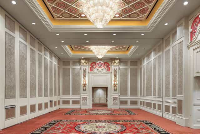 Venetian ballroom gala, opulent chandeliers, conference event