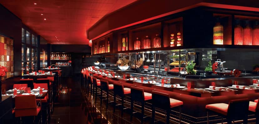 L'Atelier Joël Robuchon red bar, cocktail reception