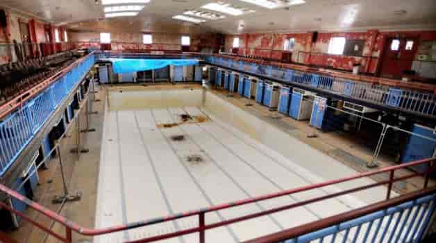 Byrne Baths industrial chic renovation party venue