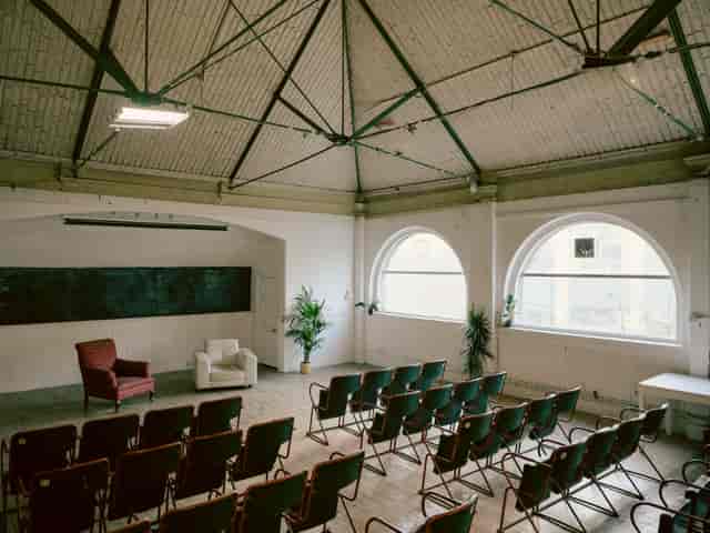Playhouse East event space, natural light, workshop, presentation