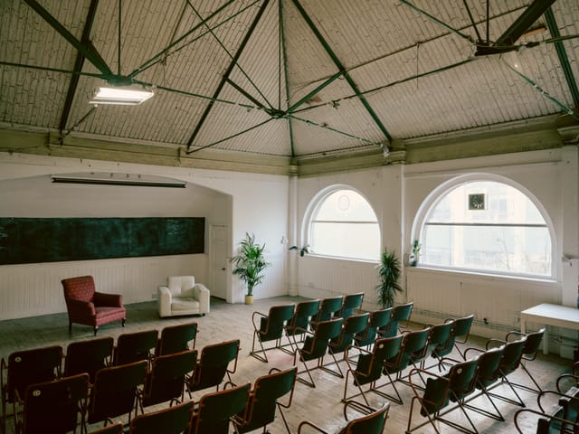 Playhouse East event space, natural light, workshop, presentation