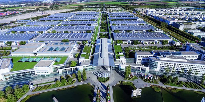 Messe München convention center, outdoor event space, trade show