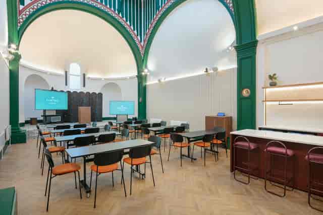 The Chapel at Elmtree conference room with classroom seating for business events and meetings.