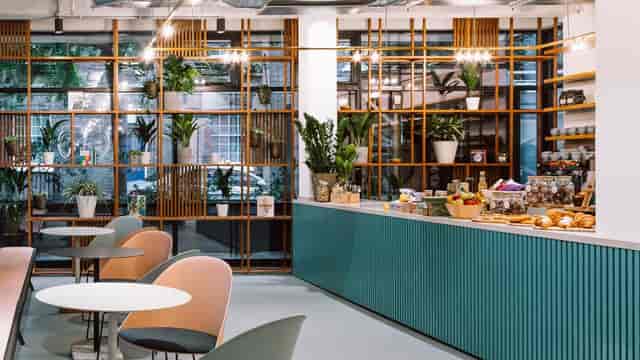 Huckletree Kensington cafe event space, natural light, networking, product launch