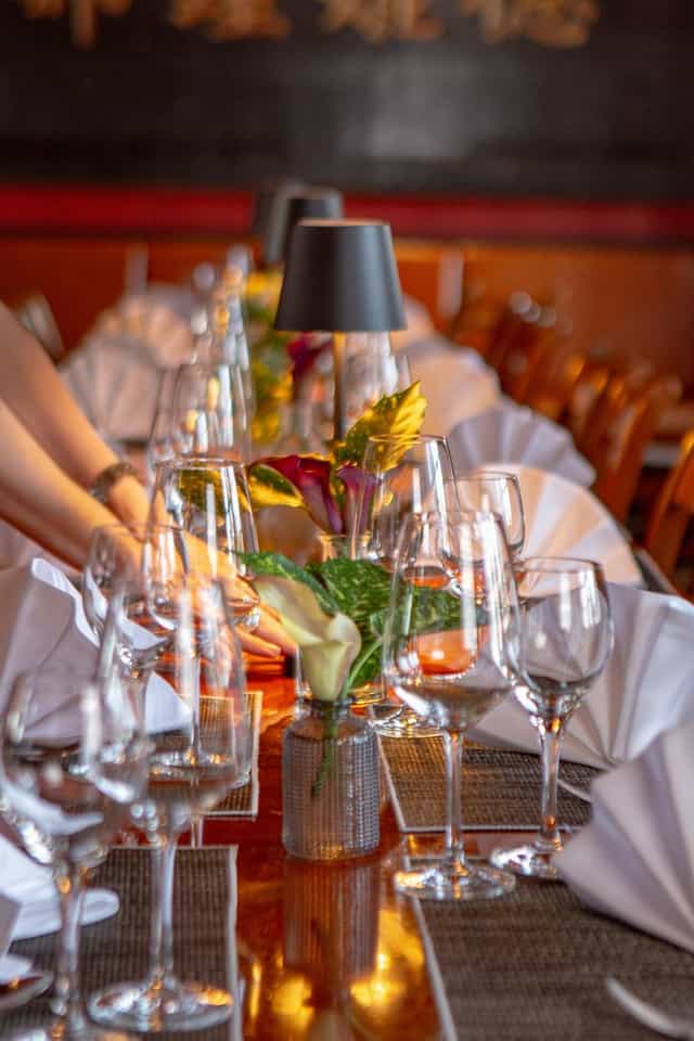Asian restaurant VIP dinner, elegant table setting