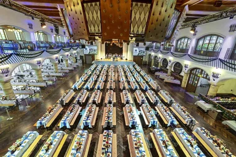 Löwenbräukeller ballroom, gala, corporate event, blue linens