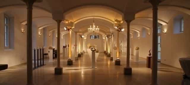 München event venue, columns, art exhibit, product launch