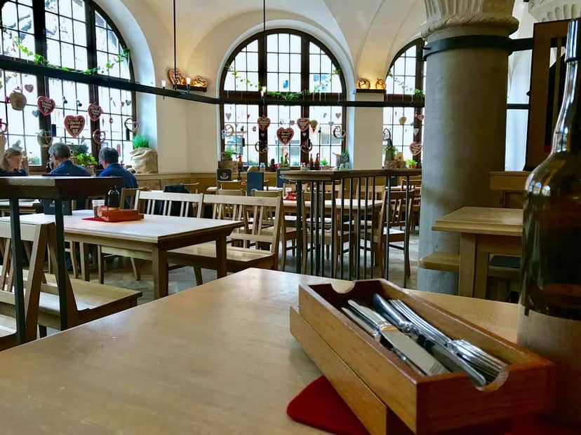 Paulaner Brauhaus rustic seating, corporate event, Oktoberfest