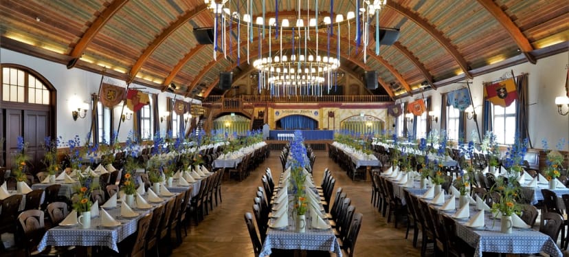 Hofbräuhaus banquet hall, chandeliers, corporate event, gala