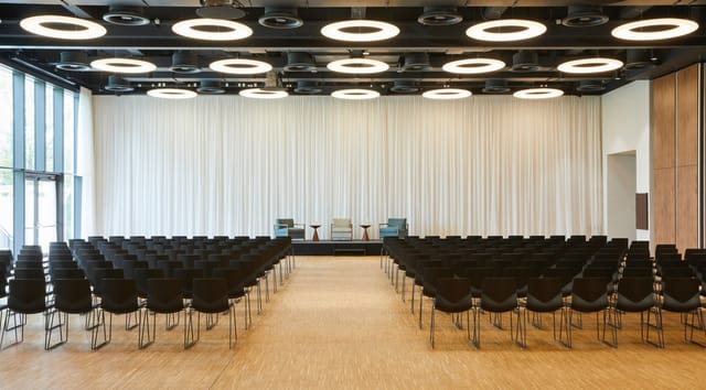Munich convention center event space, natural light stage