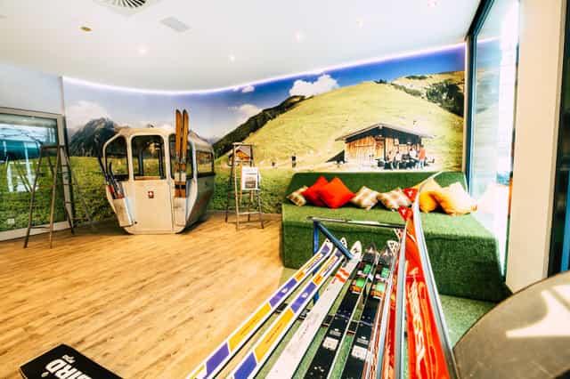 Alpine event space Cocoon Hauptbahnhof gondola meeting