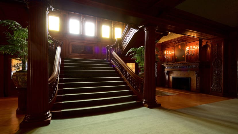 Historic hotel staircase, VIP event, reception venue